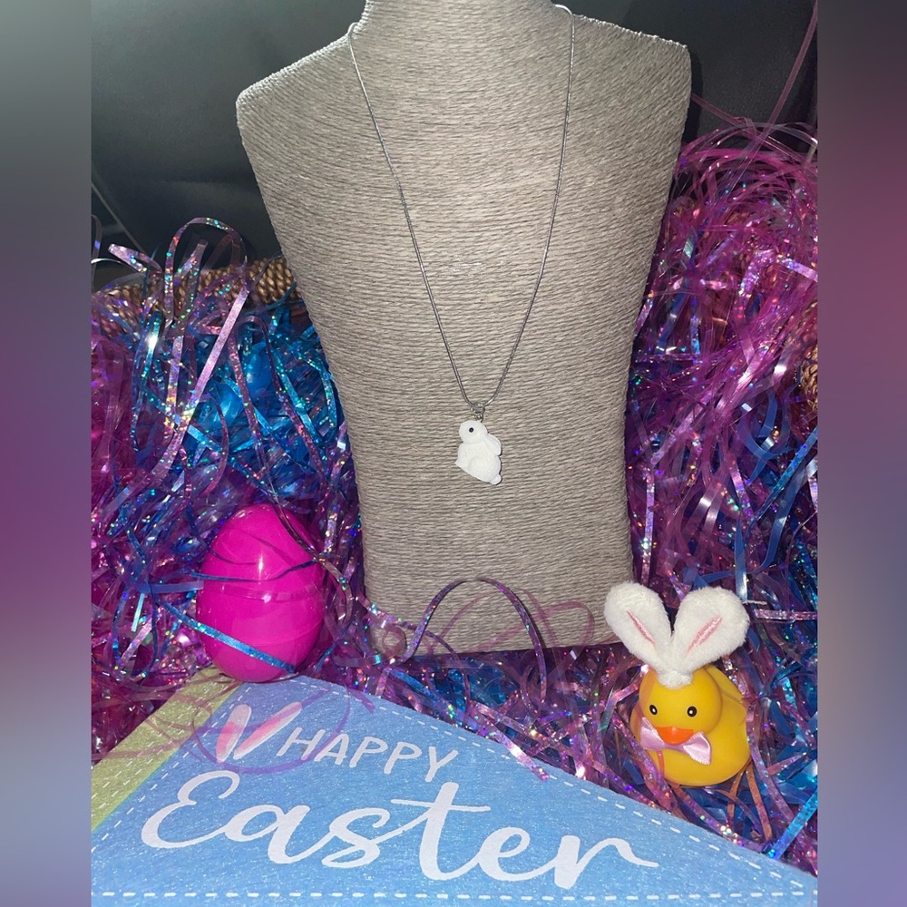 White Bunny Charm Necklace